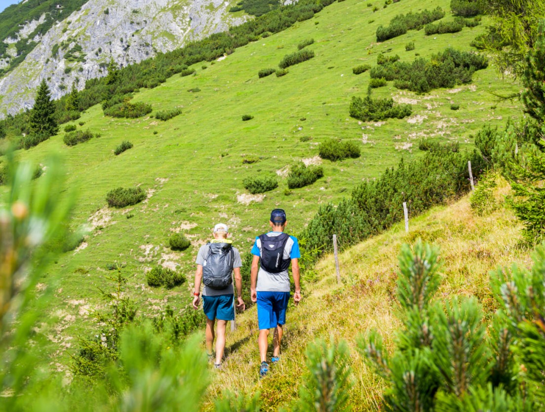 Wanderer auf Almwegen in Werfenweng in &Ouml;sterreich, Bauernhofurlaub am Moahof. (c) TVB Werfenweng Marco Dulling
